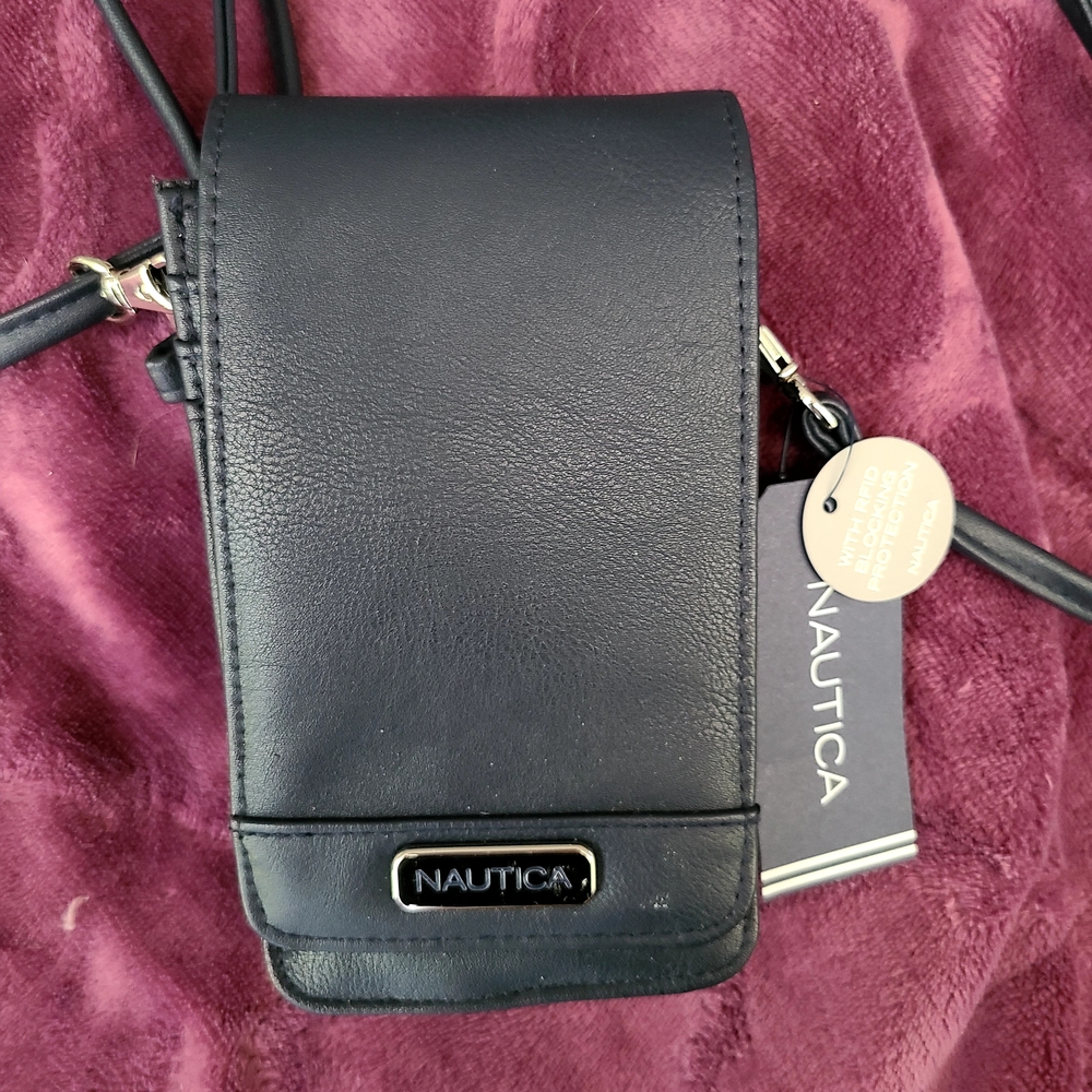 Nautica Black Leather Crossbody Bag